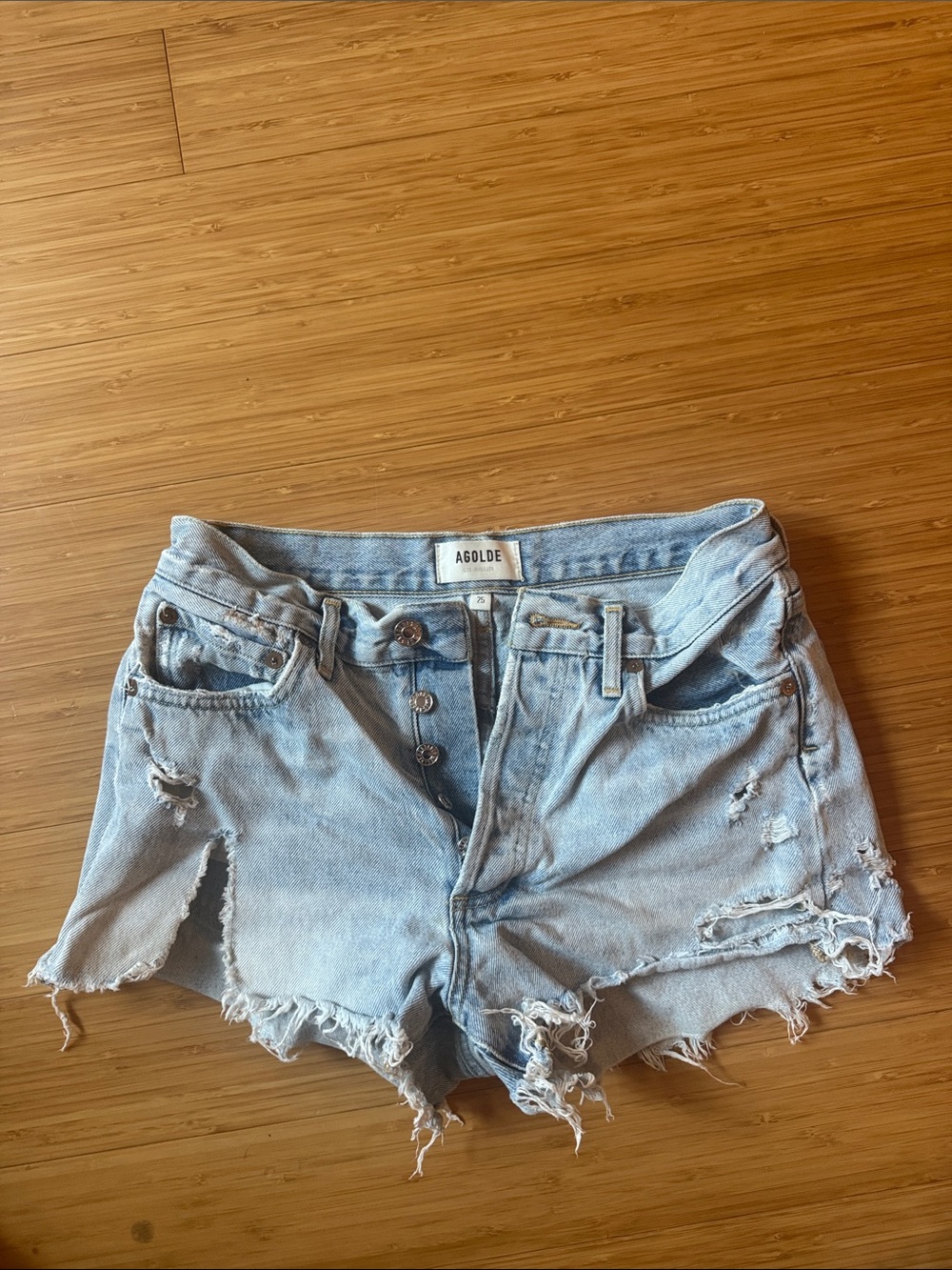 AGOLDE Parker Vintage Cut Off Short Jean Shorts in Blue
